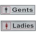 DEZIINE�Gents and Ladies(Horizontal) Steel Sticker Toilets Sign Board,Ideal for Hospitals Schools Offices (PACK OF2)