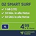 Produktbild Smart Surf mit 1GB LTE Internet Flat max. 21 MBit/s, 50 Frei-Minuten & 50 SMS in alle deutschen Netze, EU-Roaming, 24 Monate Laufzeit, monatlich nur 4,99 EUR, Triple-Sim-Karten