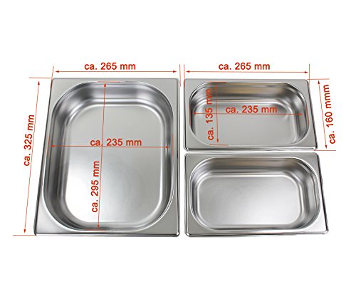 Beeketal 2er Chafing Dish Set „BCD-2“ Profi Gastro Speisewärmer Set aus Edelstahl – Lieferumfang: 2x Grundgestell, 2x Wasserbecken, 2x Deckel, 4x Brennpaste Behälter, 4x Gastronorm Behälter - 6
