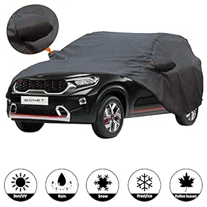 AllExtreme KS7004 Car Body Cover for Kia Sonet Custom Fit Dust UV Heat Resistant for Indoor Outdoor SUV Protection with Mirror Pockets (1 Pc, Grey with Mirror)