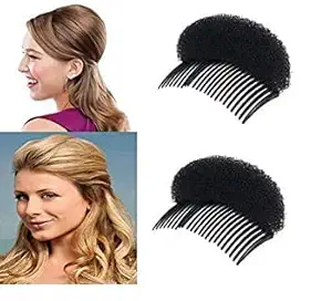 AASA Puff and Bun Maker Hair Donut with Comb for Women and Girls Black Set of 2Pcs