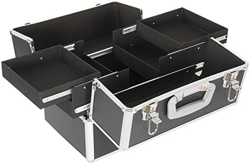 Vanity Box Makeup Case Hair Dryer Manicure Sets Storage Case Nail Varnishes Gift (Black)