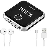 Olycism 8GB Tragbare MP3 Clip Musik Player mit SD Karte FM Radio Funktion, Aufnahme, 30 Stunden Wiedergabe, inklusive kopfhörer und USB kabel für joggen (Schwarz)