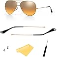 FOOUSA Replacement Temple Tips Arms for Ray-Ban Aviator RB3025 3025 Sunglasses Repair Kit (Gold-Black)