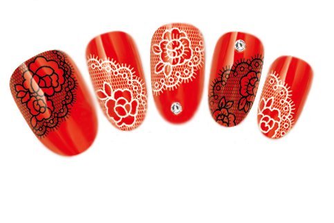 COME 2 BUY - NAIL ART TATOO/WRAP WATER TRANSFERS DECALS BLACK & WHITE FLOWER MESH LACE FOR NAIL ART/CELL PHONE CASE/INVITATION CARDS DECORATIONS D?COR