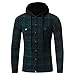 Produktbild Männer Plaid Hoodies,Moonuy Herren Herbst Winter Charme Schlank Langarm Plaid Kapuzen Shirt Persönlichkeit Patchwork Bluse Stilvolle Pullover Mit Taschen (Grün, L)