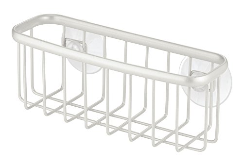 InterDesign Axis Schwammhalter | Küchenaufbewahrung für Schwamm, Tropfkratzer etc. | Spülbeckengitter mit Saugnäpfen | Metall perlmuttweiß