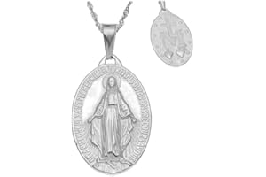 BOBIJOO Jewelry - Petit Pendentif Collier Médaille Vierge Marie Acier Argenté Femme Enfant Chaîne