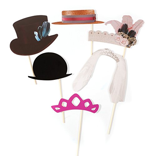 42tlg. Bilderrahmen Hochzeit Party Fotorequisiten Fotoautomaten Photo Booth Props Schnurrbart Maske Foto Verkleidung Gästebuch Partymitbring - 5