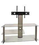 Oberboden 80 kg belastbar VCM TV Rack Lowboard Konsole Fernsehtisch LCD LED Möbel Glastisch Tisch Schrank Aluminium Silber / Klarglas \