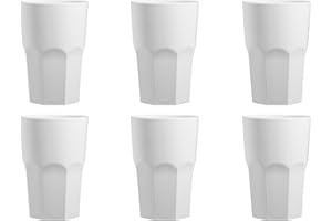 WEIPAI Garnet - Vaso de plástico reutilizable Granity blanco leche x 6 unidades - Lavable en lavavajillas - 40 bordes/33-35 cl al servicio - 100% Made in Italy