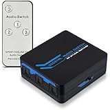 kwmobile Digital Audio Verteiler Switch - 3 facher Umschalter Adapter für optische SPDIF Toslink Audiokabel mit IR Fernbedienung - 3x1 Wandler