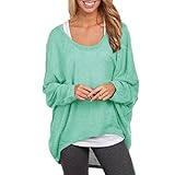 WanYang Mujeres Blusa Suelta de Talla Grande Camiseta con Mangas Largas de Murciélago De Color Sólido