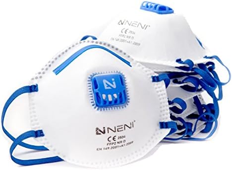 Neni Respirator Mask FFP2 Set of 10 | Tested Premium Breathing Masks for Optimal Protection | Fine Particle Mask for Private and Professional Use | Protective Mouth Mask with Filter and Valve, white
