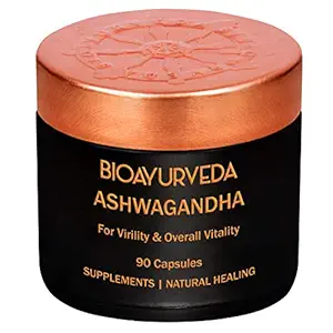 BIOAYURVEDA Ashwagandha Capsule for General Wellness Anxiety Relief, Stress Support & Mood Enhancer 90 Veg Capsule