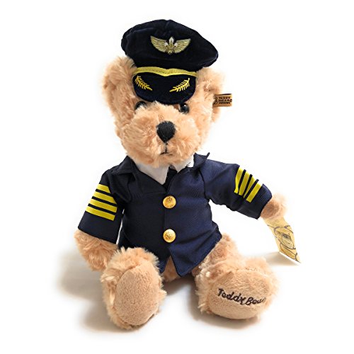 Preisvergleich Produktbild Bär Pilot Teddybär Stofftier, weich, hochwertig, klein, 25 cm