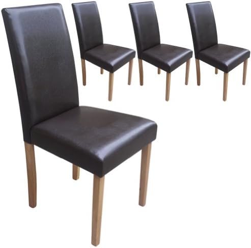 Your Price Furniture.comYour Price Furniture.com Set of 4 Faux Leather Torino Dining Chairs Brown With Padded Seat & Oak Finish Legs