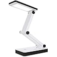 KINGGOO Portable Folding LED Table Lamp Desk Light Sensitive Touch Control 3 Levels Adjustable Brightness Dimmable USB Charging Port 4 * AA Batteries Powered.