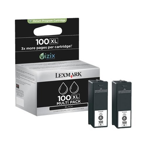 Lexmark 14N0848 100XL Tintenpatronen Hohekapazität 2er-Pack, schwarz