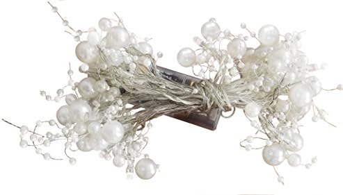 Hzenya Fairy Light Pearl Beaded LED Garland, 20 Warm White LEDs, Battery Operated, Wedding Celebrate, Holiday Lighting, Christmas Lighting, Home Deco, Christmas Tree Deco, (Pearl)