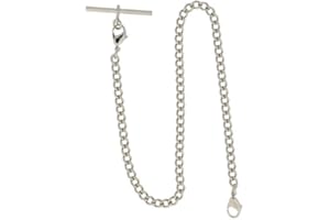 PUREGREY Catena Albert per orologio da taschino, con barra a T all estremità e 2 moschettoni, per gilet, per occhiello