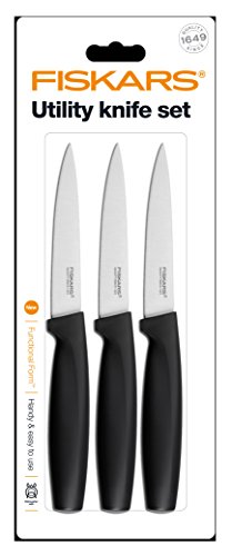 Fiskars Gemüsemesserset 3-tlg., Gesamtlänge: 23 cm, Qualitätsstahl/Kunststoff, Schwarz, Functional Form, 1014205 - 2