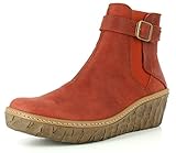 Außensohle El Naturalista N5133 Myth Yggdrasil Komfortabler Damen Chelsea Boot, Stiefelette, Schlupfstiefel, perfekte Passform durch Gummizug, Keilabsatz, Wedge Absatz Rot (Caldera), EU 38