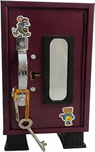 Mikha Piggy Bank Steel Locker, Gullak, Coin Box, Tijori for Kids 3 Compartments with Mirror Money Saving Collecting ATM, Home Decor Showpiece Cute with 2 Keys, Multicolor, Small Size (22 x 11 cms)