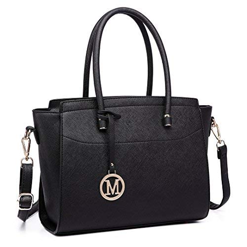Miss Lulu Bolso de mujer de moda Bolso de mano grande Bolsos de hombro (6627 Negro)