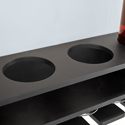 SoBuy® Weinflaschenhalter, Wandregal mit Weinflaschenablage und Weinglashalter, Hängeregal, Gläserhalter, FRG66-L-SCH - 4