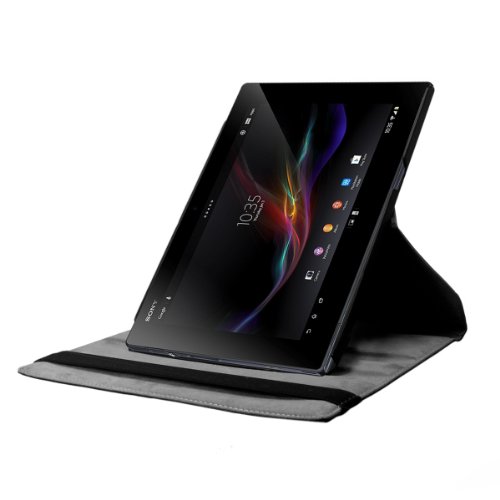 3in1 Set: kwmobile Hülle für Sony Xperia Tablet Z – 360° Standfunktion Case Tablet Schutzhülle Kunstleder – Smart Cover Tabletcase Schwarz + Folie, kristallklar + Stylus, Schwarz - 9