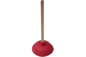 NABATEE Effortlessly Unblock Drains in Your Bathroom and Kitchen with Our Heavy-Duty Rubber Plunger - Featuring Wooden Handle and Wide Cup Design for Quick and Effective Results (Large)
