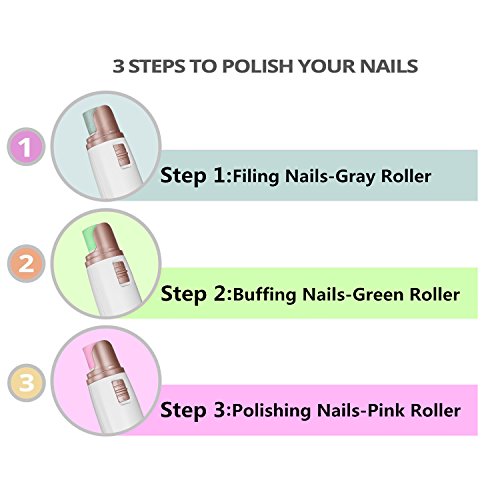 Gotofine Elektrische Nagelpolierer Nagelfeile Puffer, Elektrischer Persönliche Nagelpflege system, Feilen, Polieren und glätten Sofort(inkl. 3 Rollern) - 4