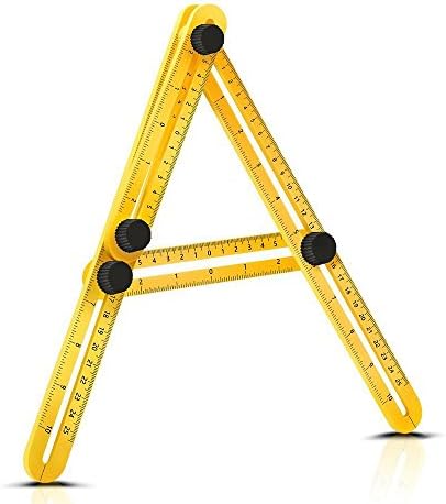 Angle Ruler, Dafroh Metric/Inch Measure Right Angle Template with Sturdy Metal Screws/Angle Tool for Angle Marking &amp; # xFF0 °C; Angle IZER Template Tool Multi Angle Measuring Ruler General Tools for Professional Professional, Men's, Yellow