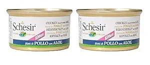 Heads Up For Tails Schesir Kitten Wet Cat Food Chicken Fillets with Aloe (85 gm) - Pack of 2