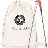 Medi Grade Copper Tongue Scraper - Naturally Antimicrobial Tongue Cleaner - Prevent Halitosis and Bad Breath - Removes Tongue Bacteria for Enhanced Oral Hygiene - Ayurvedic Tongue Scraper Cleaner