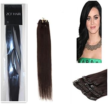 Charming 15'' 18'' 20'' 22'' 100% Real Human Hair 7Pcs Clip In Human Hair Extensions Straight Hair 24 Colors Beauty Design Salon (15inch 70g, 1B black with brown)