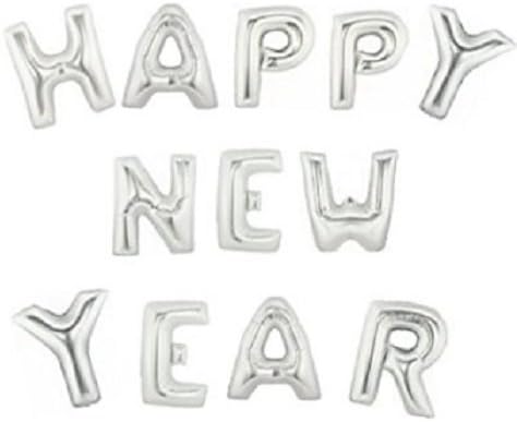 Celebrate the start of 2018 in style with these 16" Silver "Happy New Year" Letter Balloon Metallic Foil Decorations