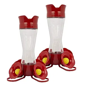 Perky Pet 203CPBN-2 8. oz Pinch-Waist Glass Hummingbird Feeder ? 2 Pack, Red