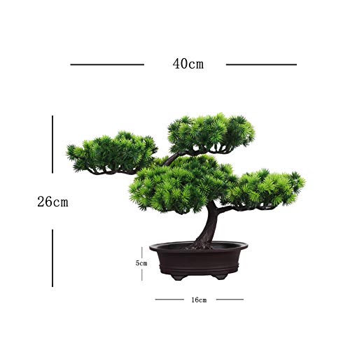 jianbo Kunstpflanze Pflanze,Japanischer Feng Shui Pinien ,Feng Shui Lucky Deko,Kunstbaum ,Höhe ca. 20 cm ,GrüN, #39 - 3