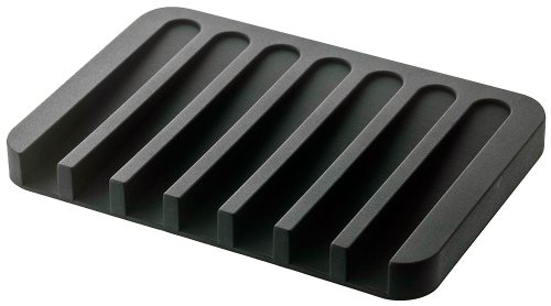 Yamazaki Soap Tray, Silicone, Black, One Size