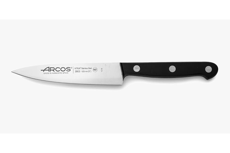 Arcos Cuchillo Chef Acero Inoxidable. Cuchillo cocina para cortar y pelar alimentos pequeños. Mango ergonómico polioximetilen