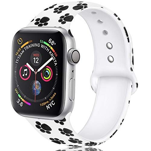 Zekapu Floral Correas Compatible para Apple Watch 38mm 42mm 40mm 44mm, Suave Silicona Inmarchitable Modelo Impreso Reemplazo Correas para iWatch Series 4/3/2/1, Pata