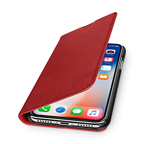 WIIUKA Echt Ledertasche - TRAVEL Nature - für Apple iPhone X und XS -DEUTSCHES Leder- Rot, kabelloses Laden Qi, mit Kartenfach, extra Dünn Tasche Premium Design Leder Hülle Case WIIUKA Echt Ledertasche - TRAVEL Nature - für Apple iPhone X und XS -DEUTSCHES Leder- Rot, kabelloses Laden Qi, mit Kartenfach, extra Dünn Tasche Premium Design Leder Hülle Case