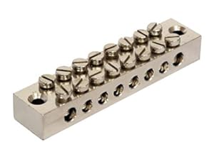 K M Electronics® 8 Way Earth Terminal Connection Block Solid Brass ELECTROPLATED Nickel Finish