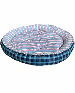 DOGTOWN Original Calming Donut Cat and Dog Bed in Cotton, Machine Washable Orthopedic Relief, for Pets (Small ( 17 x 3 Inches))