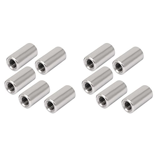 Preisvergleich Produktbild TOOGOO Rund Verbindermuttern M8X1.25MM Gewindehuelse Rundstange 304 Edelstahl Rund Verbindermuttern 10 Stuecke