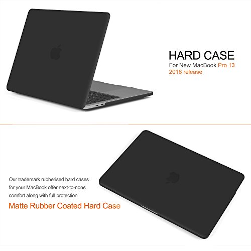 iDOO MacBook Schutzhülle / Hard Case Cover Laptop Hülle [Für 2016 MacBook Pro 13 Zoll mit/ohne Touch Bar und Touch ID: A1706 und A1708] – matt, Schwarz - 2