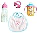4 in 1 Doll feeding time. Magic juice & milk Bib & pacifier
