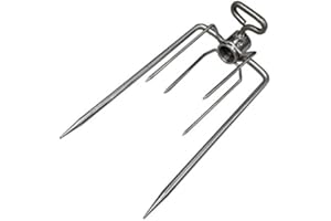 SUNSHINEBBQS Hog Roast Stainless Steel Spit Fork with Chicken Poultry Attachment